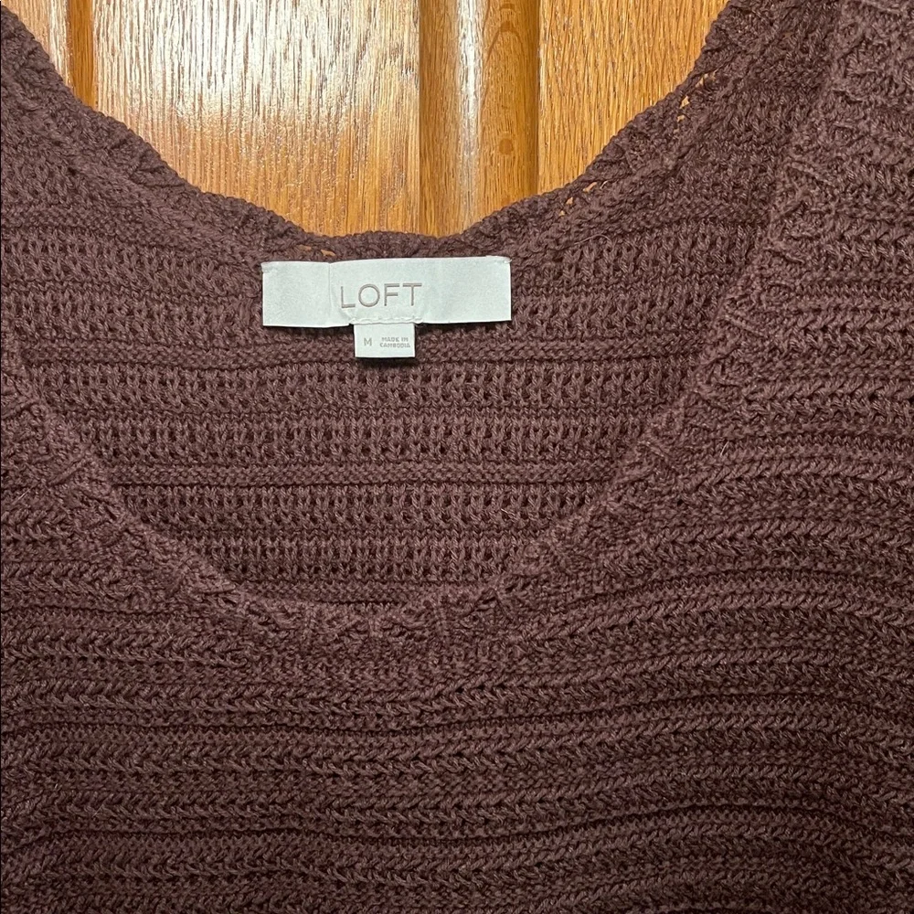 LOFT Brown Crochet Scoop Neck Sweater Tank (medium) - Picture 5 of 6